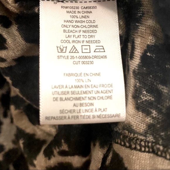 NWOT Current Elliott Leopard Print 100% Linen Tie Dress - Picture 6 of 7